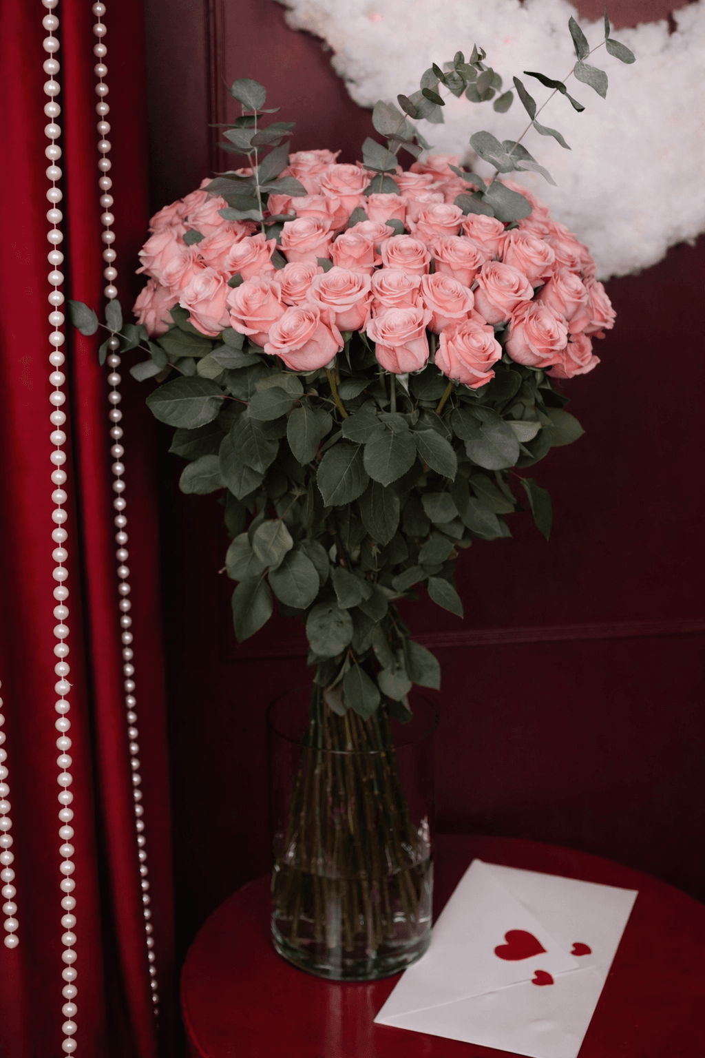 Buchet de 51 trandafiri roz, 80 cm