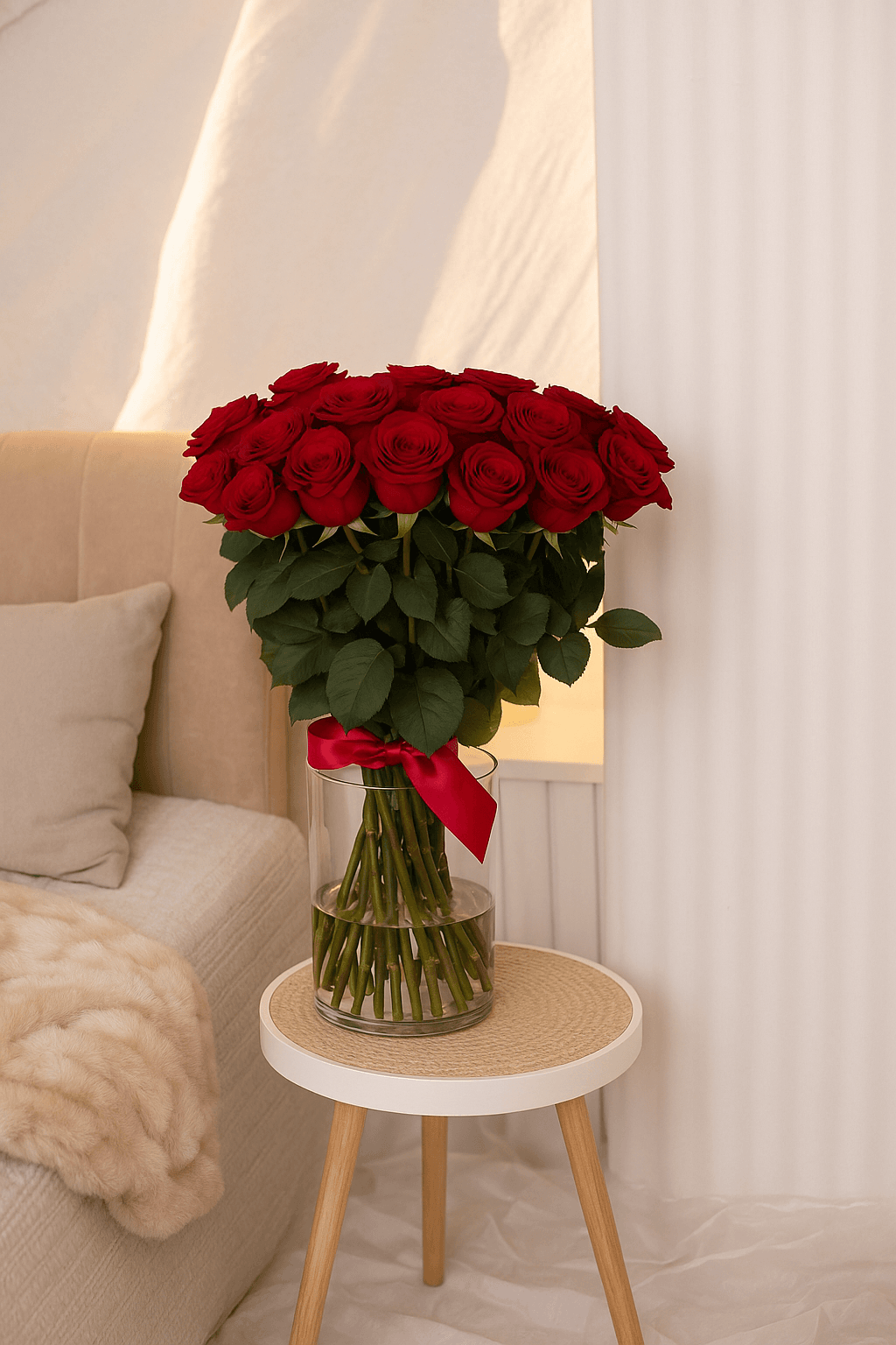 Buchet de 31 trandafiri roșii, 80 cm