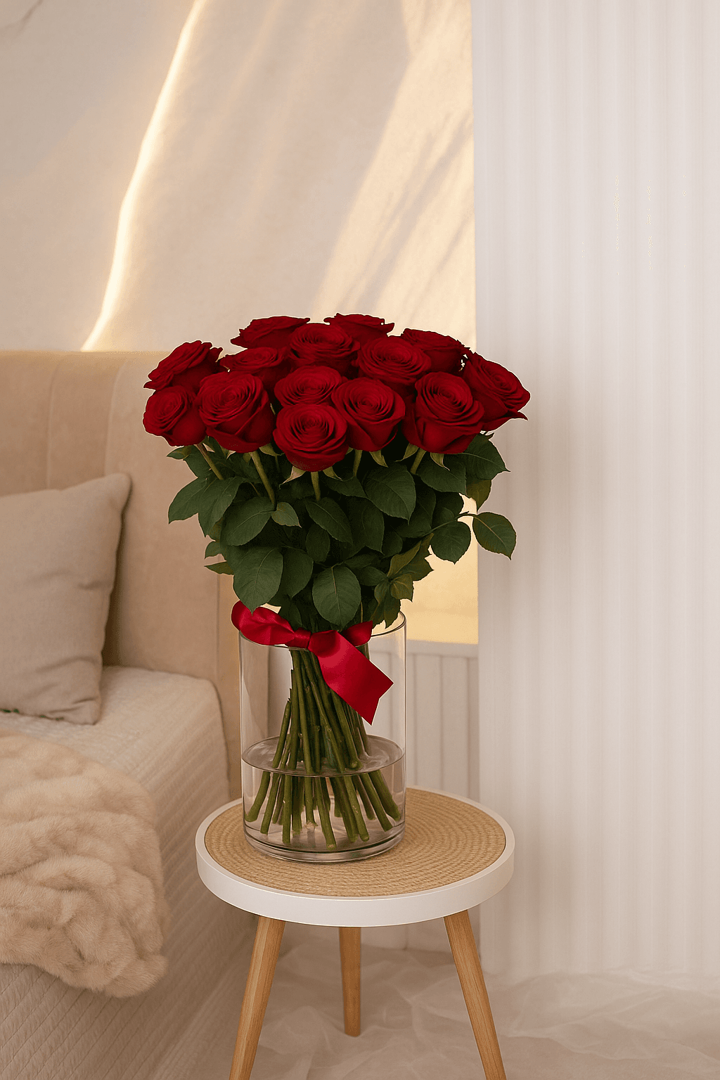 Buchet de 21 trandafiri roșii, 80 cm