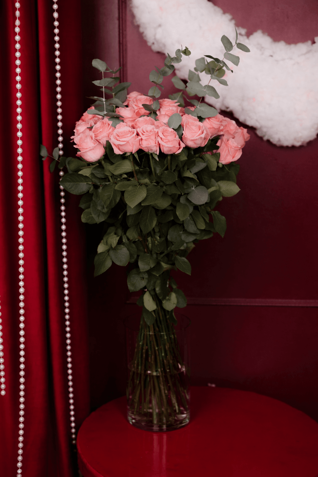 Buchet de 31 trandafiri roz, 80 cm